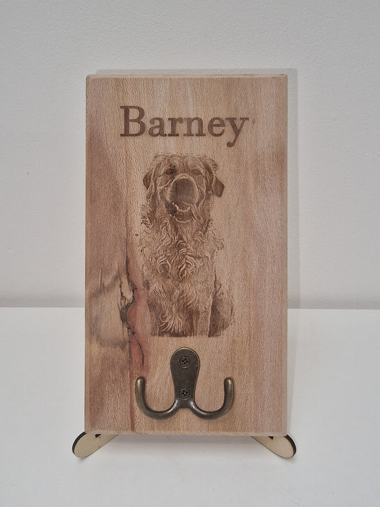 Personalised Photo Dog Hook- Hardwood