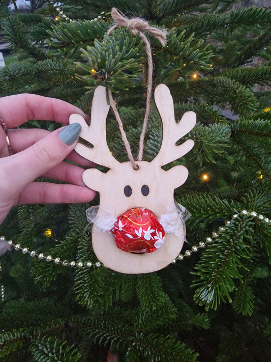 Wooden Reindeer Bauble