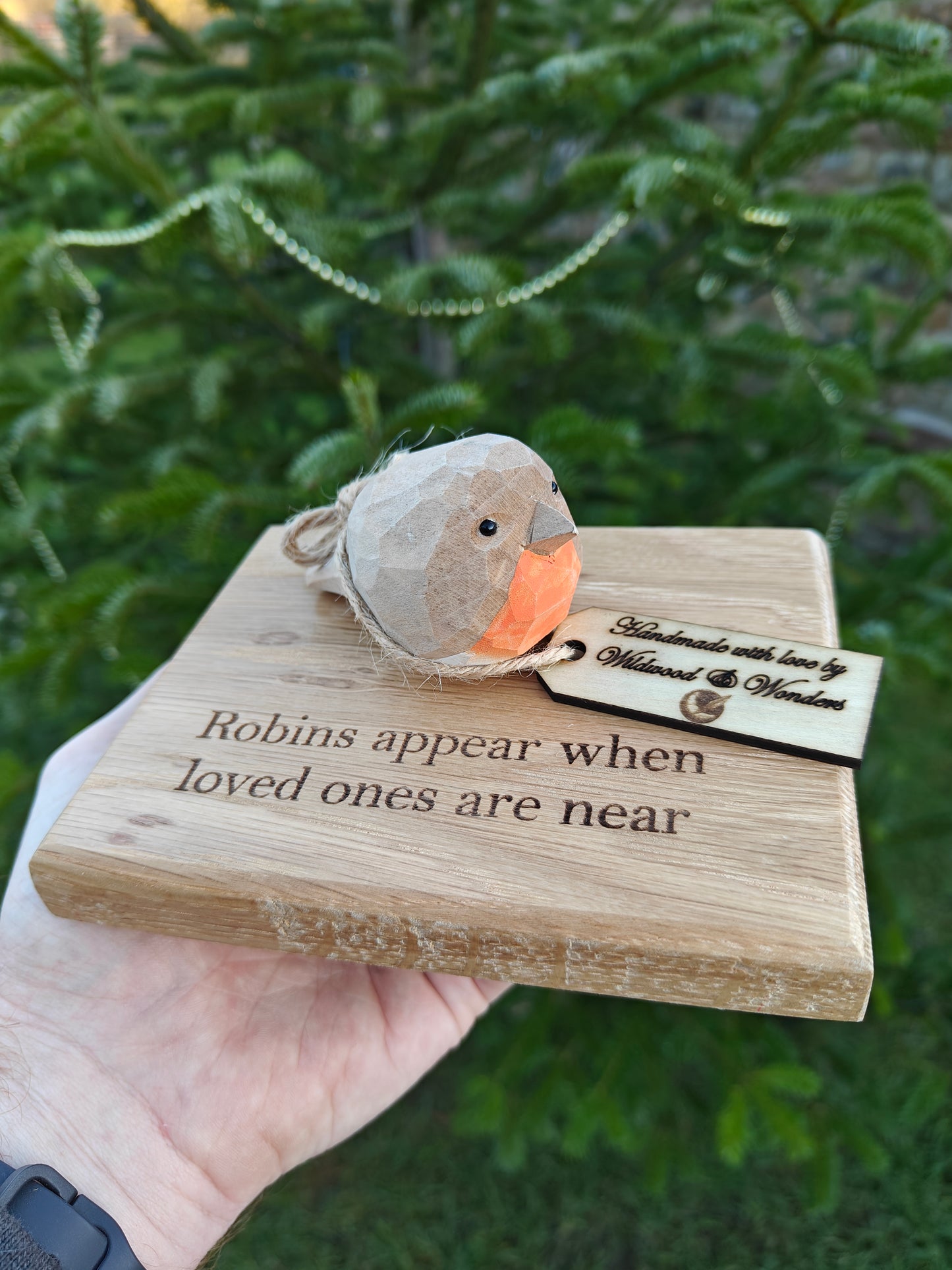 Wooden Robin Oak Plaque